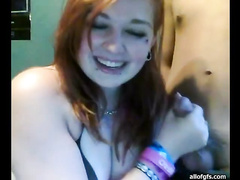Cute Teen Redhead Jacks A Cock On Webcam
