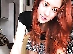 Sexy Slim Redhead Babe Showing Off Her Small Titties For Th
